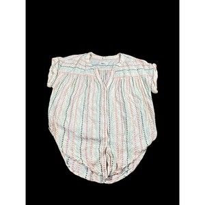 Lou & Grey Shirt Women's Medium Pink/Blue Striped V-Neck